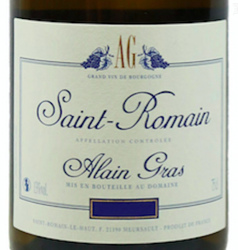 Domaine Alain Gras Saintromain vin Blanc Chardonnay Bourgogne