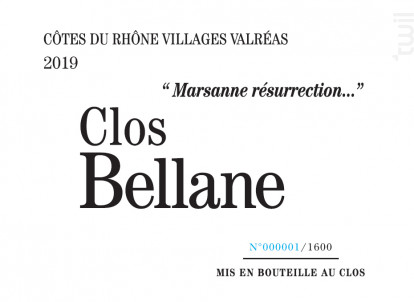 Marssane réssurection - Clos Bellane - 2023 - Blanc