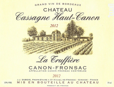 La Truffiere - Chateau Cassagne Haut-canon - 2012 - Rouge