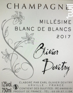 Blanc de blancs millésimé - Champagne Olivier Devitry - 2017 - Effervescent