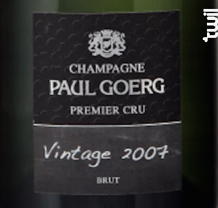 Brut Millésimé - Premier Cru - Champagne Paul Goerg - 2009 - Effervescent