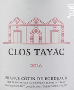 Clos Tayac - Chateau Pleyssac-Tayac - 2016 - Rouge