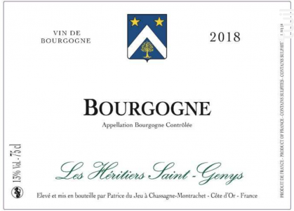 Bourgogne Blanc - Les Héritiers Saint-Genys - 2018 - Blanc
