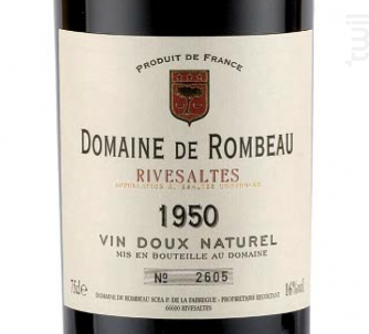 D.O.P Vin Doux Naturel Vieux Millésime 1950 à 1960 - Château de Rombeau - Non millésimé - Blanc