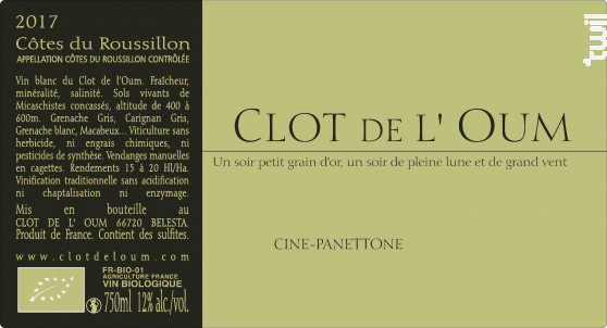 Cine-Panettone - CLOT DE L'OUM - 2017 - Blanc