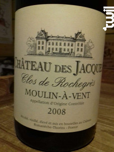 Moulin à Vent Clos de Rochegrès - Château des Jacques - 2008 - Rouge