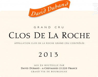 Clos de la Roche Grand Cru - Domaine David Duband - 2011 - Rouge
