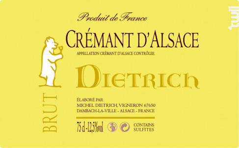 Crémant d'Alsace Brut - Famille Dietrich - Non millésimé - Effervescent