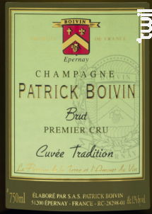 Cuvée tradition 2002 - Extra Brut - Champagne Patrick Boivin - 2002 - Effervescent