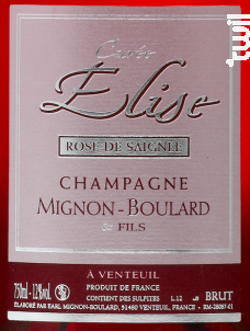 Cuvée Élise - Brut - Champagne Mignon-Boulard et Fils - Non millésimé - Effervescent