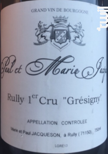 Rully Premier Cru Grésigny - Domaine Paul et Marie Jacqueson - 2021 - Blanc