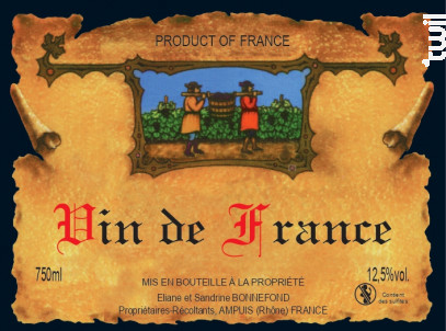 Vin de France - Domaine Bonnefond Eliane - 2019 - Rouge