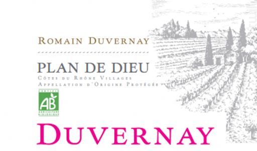 Romain Duvernay Côtes du Rhône Villages Plan de Dieu BIO - Romain Duvernay - 2020 - Rouge