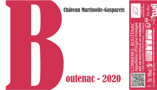 Corbières-Boutenac Artisanal BIO - Domaine Martinolle-Gasparets - 2020 - Rouge
