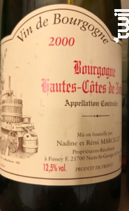 Bourgogne Hautes Côtes de Nuits - Nadine et Rémi Marcillet - 2016 - Rouge