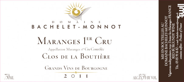 Maranges Premier Cru Clos de la Boutière - Domaine Bachelet-Monnot - 2015 - Rouge