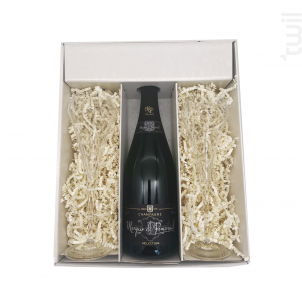Coffret Cadeau - 1 Brut - 2 Flutes Chef & Sommelier - Champagne Marquis de Pomereuil - Non millésimé - Effervescent