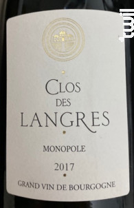 Clos des Langres Monopole - Domaine d'Ardhuy - 2022 - Rouge