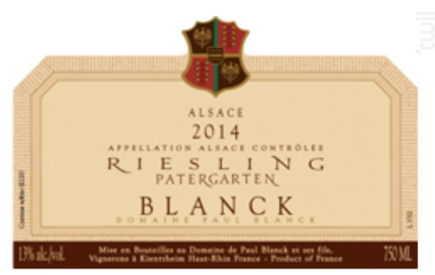 Patergarten Riesling - Paul Blanck & Fils - 1994 - Blanc