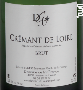 Crémant de Loire - Domaine de La Grange - Non millésimé - Effervescent