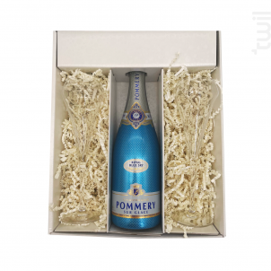 Coffret Cadeau Blanc - 1 Blue Sky - 2 Flutes Chef & Sommelier - Champagne Pommery - Non millésimé - Effervescent