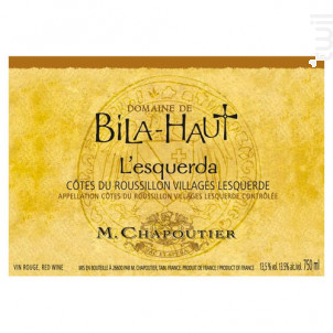 L'esquerda - Maison M.Chapoutier - Domaine de Bila-Haut - 2019 - Rouge