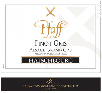 Pinot Gris Grand Cru Hatschbourg - La Cave des Vignerons de Pfaffenheim - 2014 - Blanc