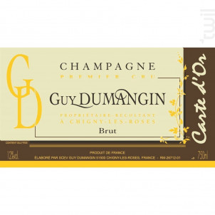 Brut Carte D'or 1er Cru - Champagne Guy Dumangin - Non millésimé - Effervescent