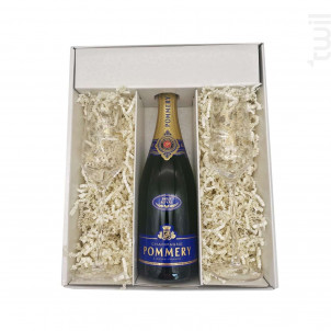 Coffret Cadeau - 1 Brut - 2 Flutes Anton Studio Design - Champagne Pommery - Non millésimé - Effervescent