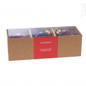 3 Boules De Noël En Verre Ciselé - Amadeus -  - 