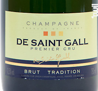 Brut Tradition Premier Cru - Champagne de Saint-Gall - Non millésimé - Effervescent