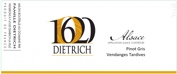 Pinot Gris Vendanges Tardives - Famille Dietrich - 2014 - Blanc