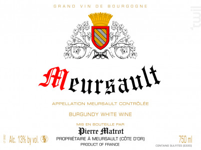 Meursault - Domaine Thierry et Pascale Matrot - 2019 - Rouge