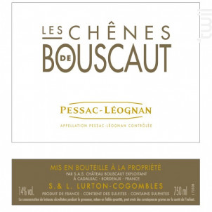 Les chênes de Bouscaut Blanc - Château Bouscaut - 2009 - Blanc