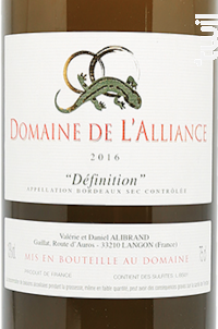 Définition - Domaine De L'alliance - 2020 - Blanc