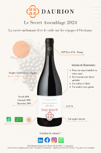 Le Secret Syrah, Cinsault, Marselan - Domaine Daurion - 2024 - Rouge