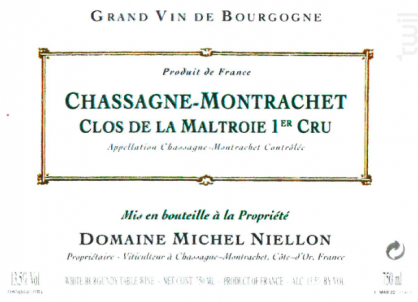 CHASSAGNE MONTRACHET CLOS DE LA MALTROIE - Domaine Michel Niellon - 2015 - Rouge
