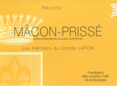 Mâcon-Prissé - Domaine Les Héritiers du Comte Lafon - 2017 - Blanc