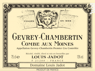 GEVREY CHAMBERTIN COMBE AUX MOINES - Maison Louis Jadot - 2010 - Rouge