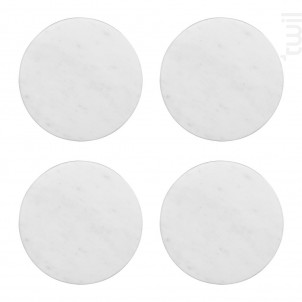Coffret De 4 Dessous De Verre Marbre Blanc 10 Cm - table passion -  - 