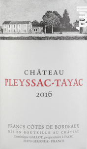 Château Pleyssac-Tayac - Chateau Pleyssac-Tayac - 2016 - Rouge