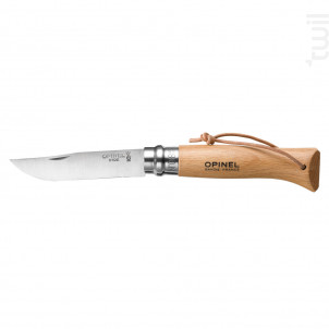 Couteau Baroudeur N°08 Naturel Lame 8.5 Cm Avec Lien Cuir - opinel -  - 