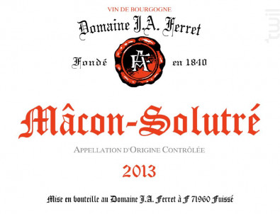 Mâcon-Solutré - Domaine Ferret - 2020 - Blanc