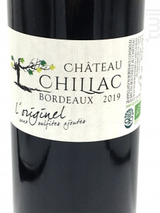 L'Originel, Sans sulfites ajoutés - Château Chillac - 2019 - Rouge