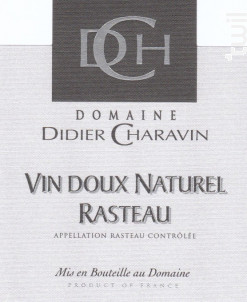 Rasteau Vin Doux Naturel - Domaine Didier Charavin - 2019 - Rouge
