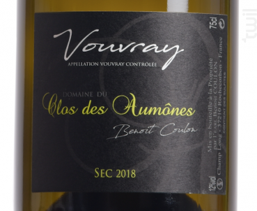 Vouvray Tranquille Sec - Domaine du Clos des Aumônes - 2018 - Blanc