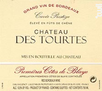 Château des Tourtes Premières Côtes de Blaye - Vignobles Raguenot - Château des Tourtes - 2001 - Rouge