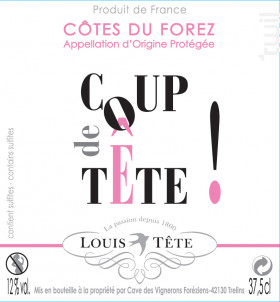 Côtes du Forez Rosé Coup de Tête - Louis Tête - 2021 - Rosé