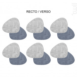 Set De 6 Dessous De Verre Fabrik Galet Gris Bleu - table passion -  - 