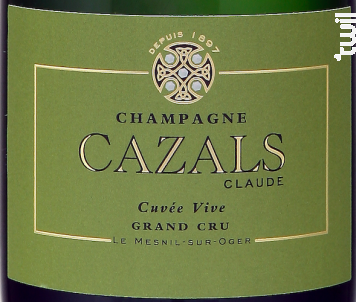 Cuvée Vive Grand Cru - Extra Brut - Champagne Cazals Claude - Non millésimé - Effervescent